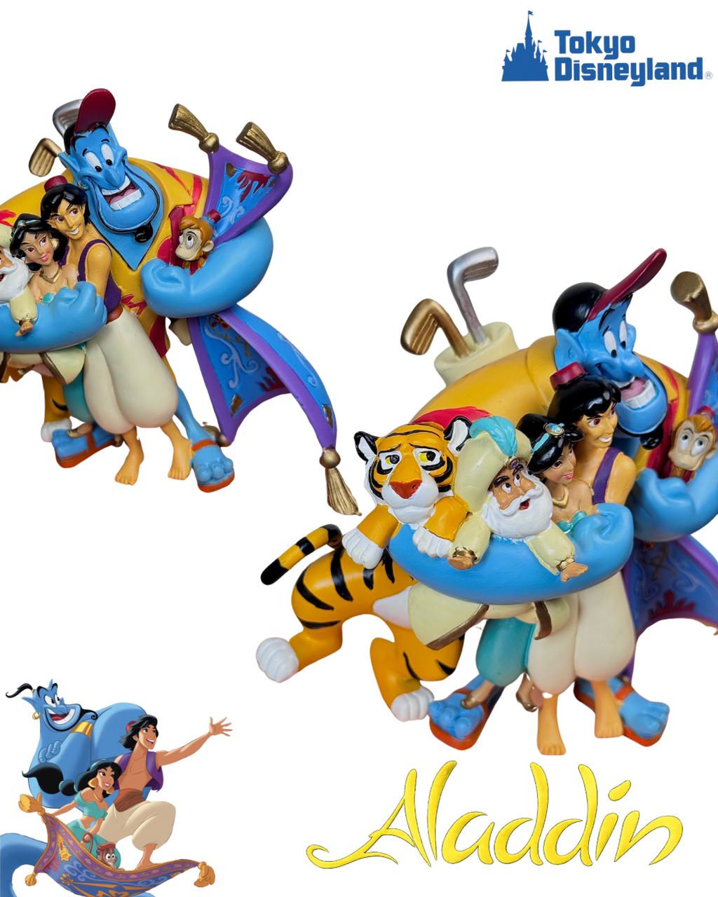 Disney Store Japan Exclusive Aladdin Story Collection Limited Edition Figure – Genie, Aladdin, Jasmine, Rajah, Abu & Sultan