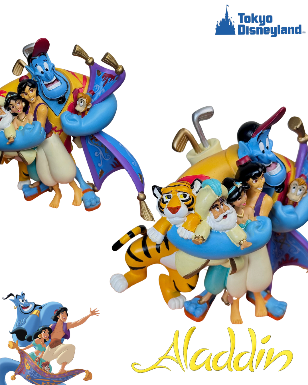 Disney Store Japan Exclusive Aladdin Story Collection Limited Edition Figure – Genie, Aladdin, Jasmine, Rajah, Abu & Sultan