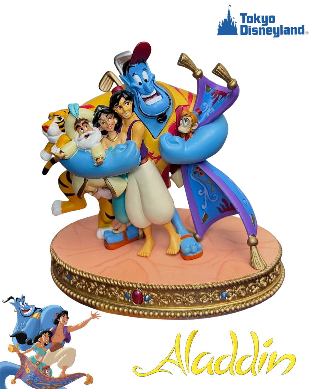 Disney Store Japan Exclusive Aladdin Story Collection Limited Edition Figure – Genie, Aladdin, Jasmine, Rajah, Abu & Sultan