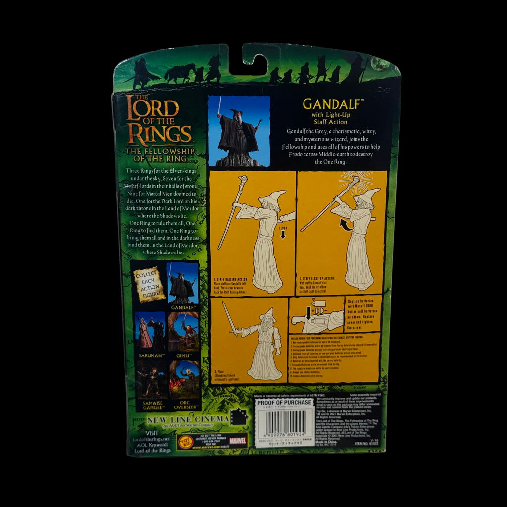 ToyBiz The Lord of the Rings: The Fellowship of the Ring Gandalf the Grey Action Figure with Light-Up Staff – 2001