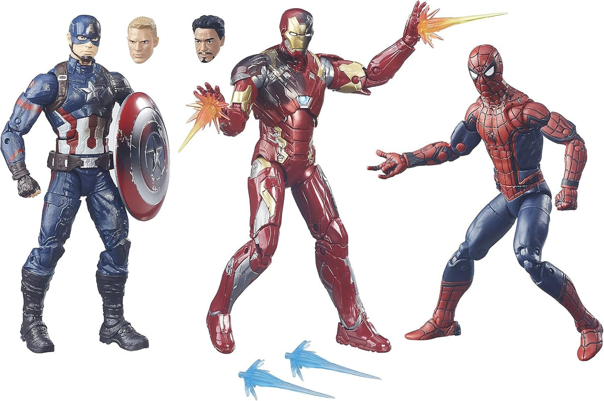 Marvel Legends Captain America: Civil War 3-Pack – Captain America, Iron Man & Spider-Man – 6-Inch Action Figures – 2016