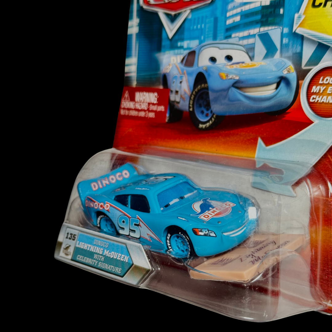 Mattel Disney Pixar Cars #135 Dinoco Lightning McQueen with Celebrity Signature – Chase – Lenticular Eyes – 2010