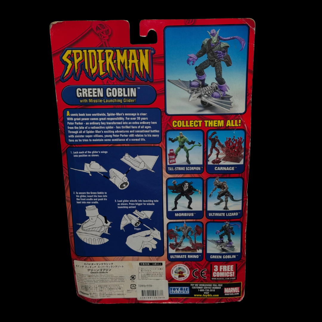 Toy Biz Spider-Man Green Goblin Action Figure with Missile-Launching Glider – 2003