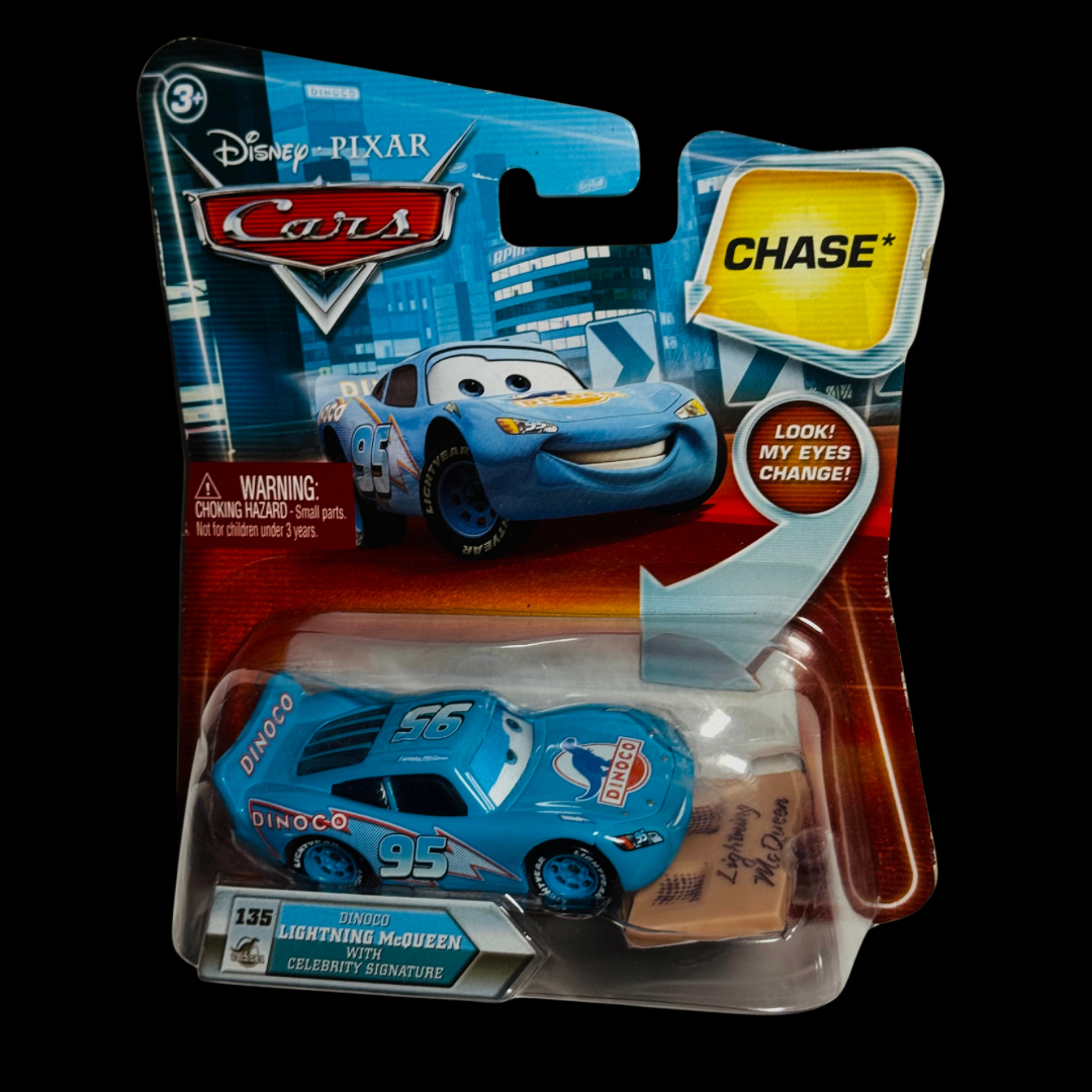 Mattel Disney Pixar Cars #135 Dinoco Lightning McQueen with Celebrity Signature – Chase – Lenticular Eyes – 2010