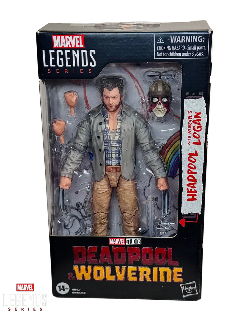 Close-up of Marvel Legends Headpool with Logan action figure