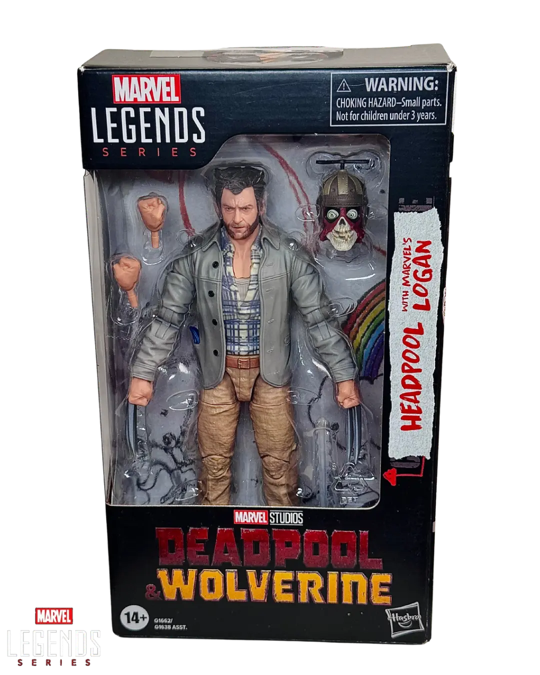 Close-up of Marvel Legends Headpool with Logan action figure